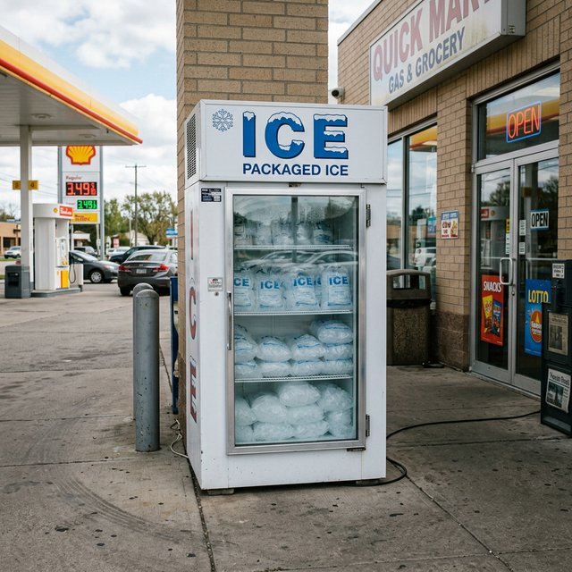 Ice merchandiser at an outdoor event
