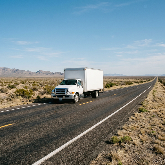 Ice delivery truck in Midland-Odessa, West Texas